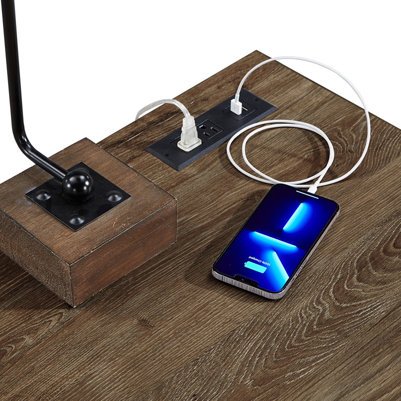 Albali Bureau d'écriture avec chargeur USB, Chêne moyen