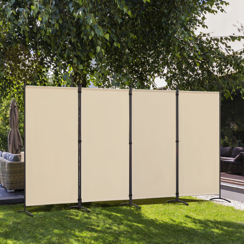 324cm W x 180cm H 4 - Panel Metal Folding Room Divider, Beige