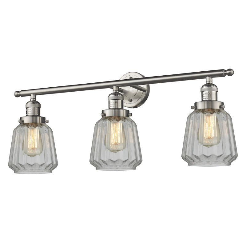 Vinson 3 - Light Dimmable Vanity Light, Brushed Satin Nickel, Clear