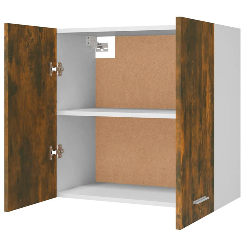 Black Hanging Glass Cabinet 60X31x60 Cm, Smoked Oak