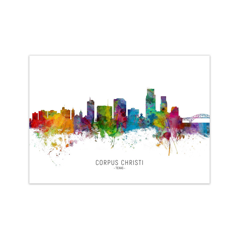 Corpus Christi Texas Skyline by Michael Tompsett - Print, Unframed, 42cm H x 59cm W x 1cm D