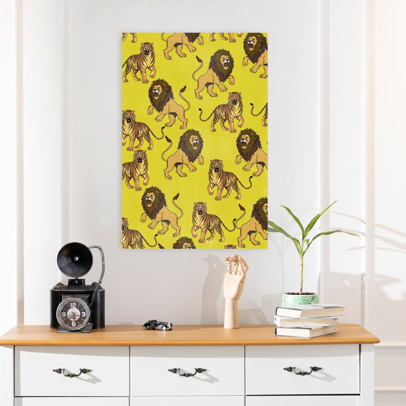 African Lions And Tigers by Nicholas - Wrapped Canvas Print, 60.96 cm H x 40.64 cm W