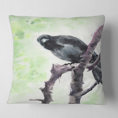 Housse et insert de coussin Curious Crow on a Branch