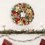 Couronne de Noël 18 po avec lumières pré-éclairées, à piles pour fenêtre de porte murale rouge + or