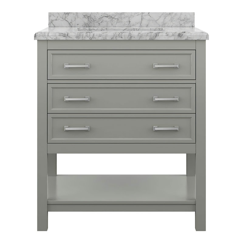 Ensemble de meuble-lavabo simple 31 po avec dessus en marbre de Carrare Patillo, Gris