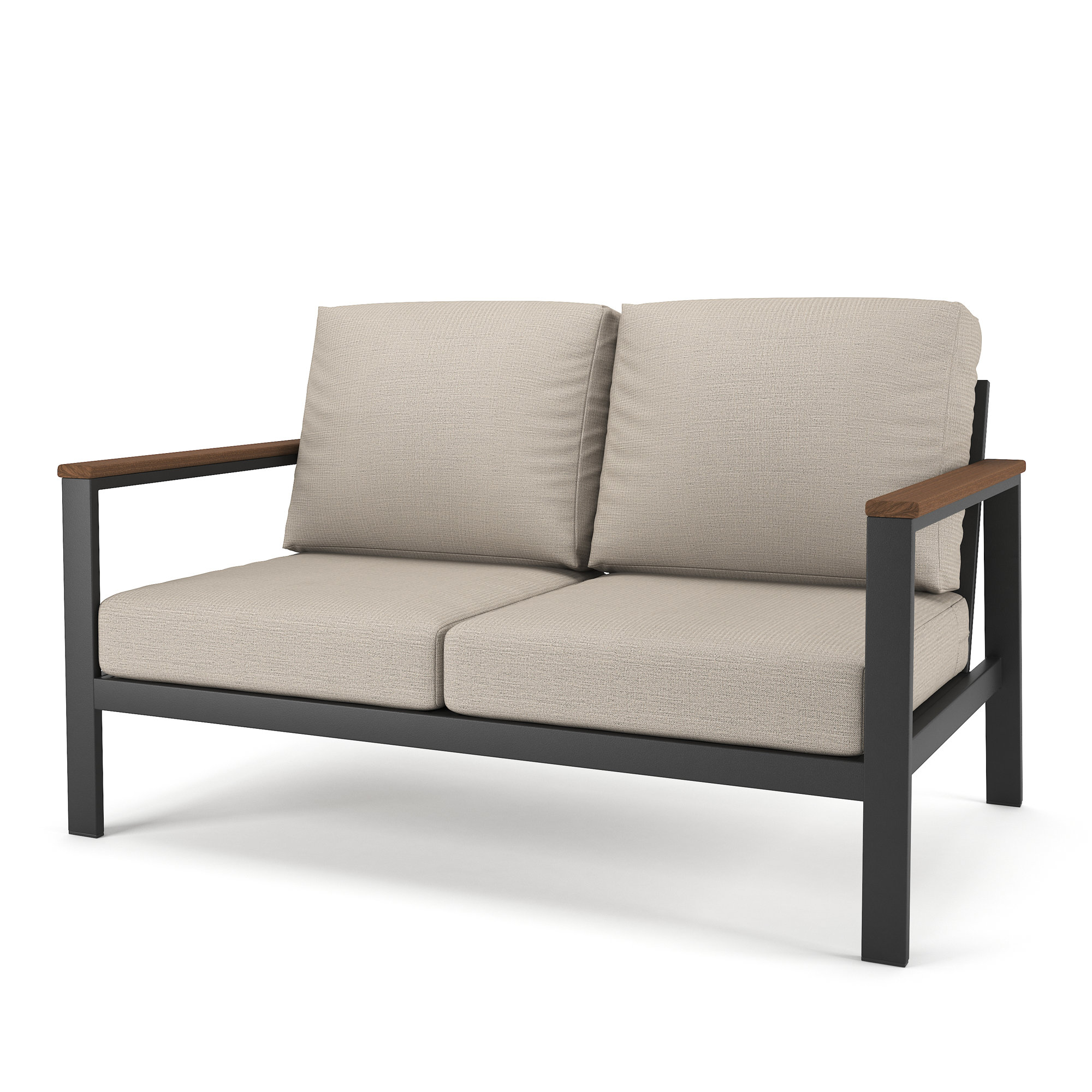 Townsend Loveseat with Sunbrella Cushion, Cast Silver Sunbrella®, Brown