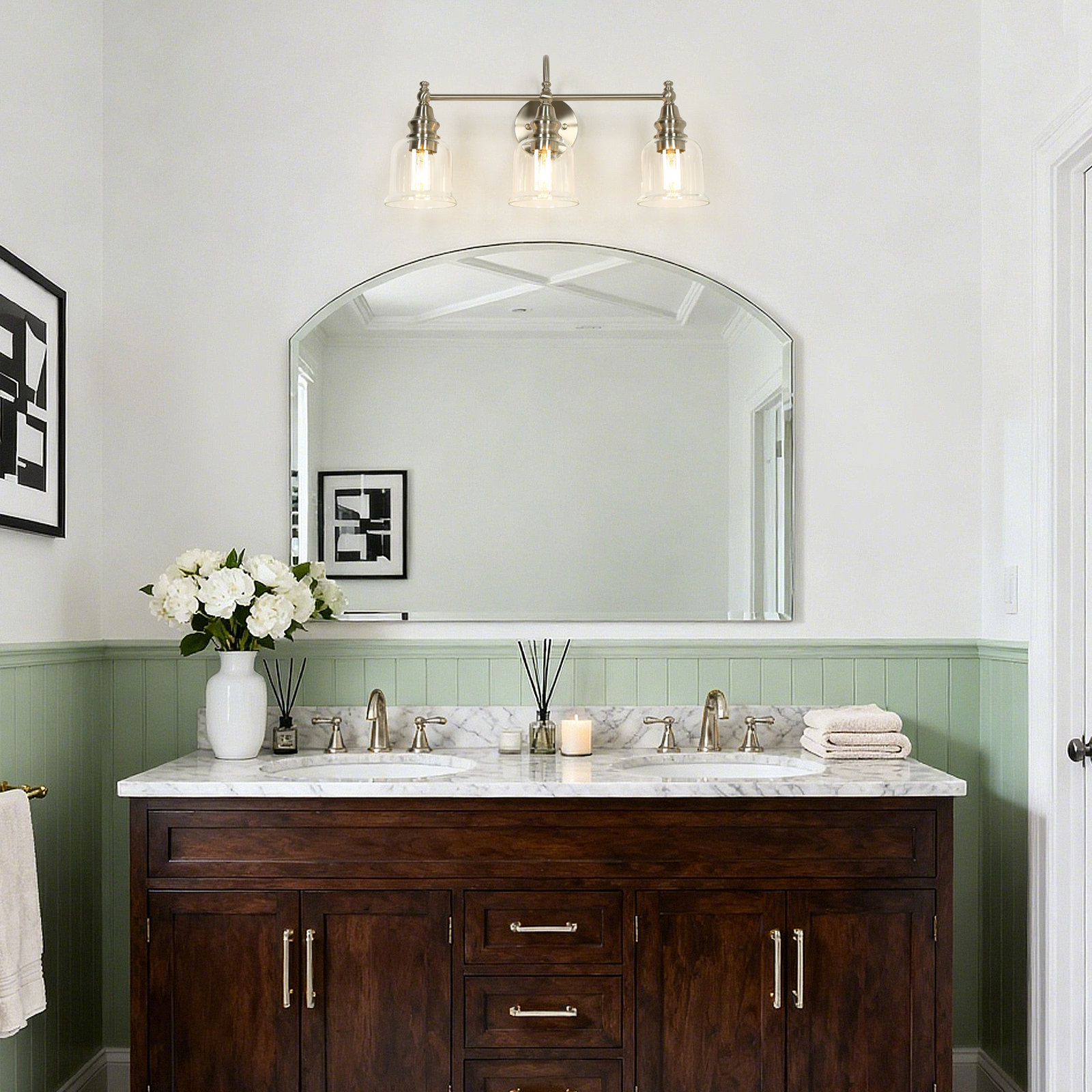 3-Light Dimmable Vanity Light, Silver