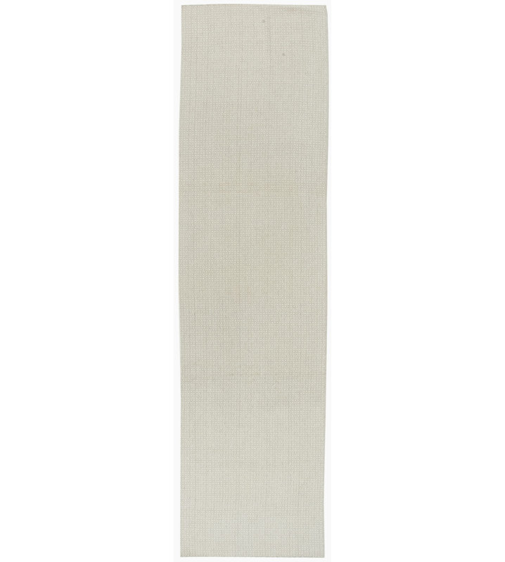 Modern One-of-a-Kind 3'9" X 14' New Age Runner Wool Area Rug in White