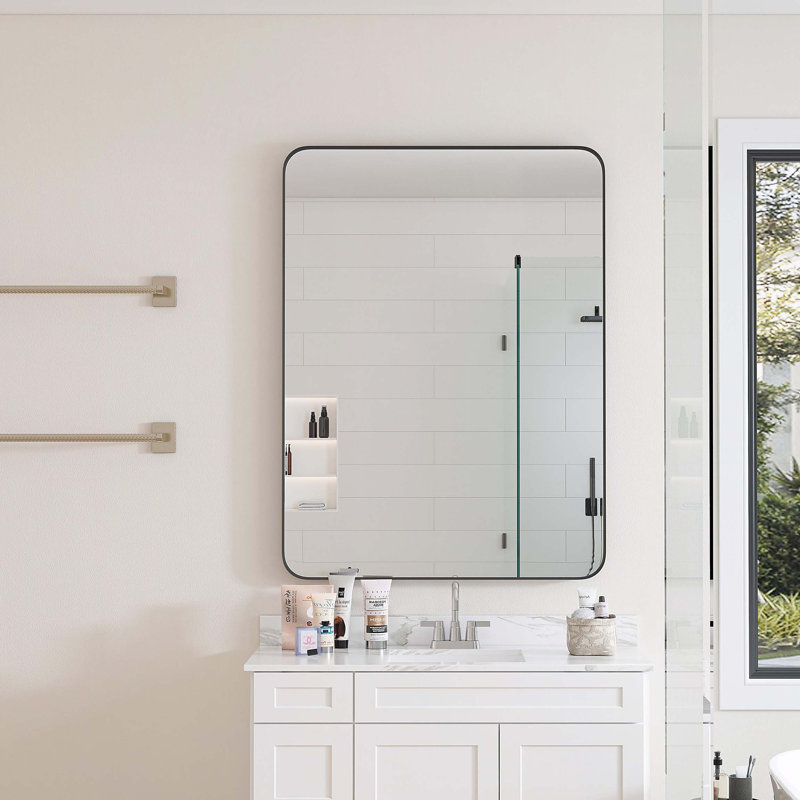 Wall Mirror 30x40 Inch Black Rectangular Mirror Metal Framed Mirror Vanity Mirror Dressing Mirror, for Bathroom, Living Room, Bedroom Wall Decor