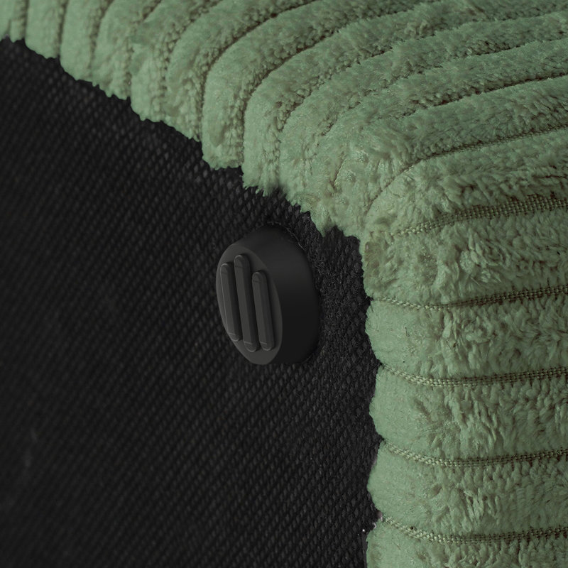Fauteuil demi-tonneau rembourré avec repose-pieds, Velours côtelé vert