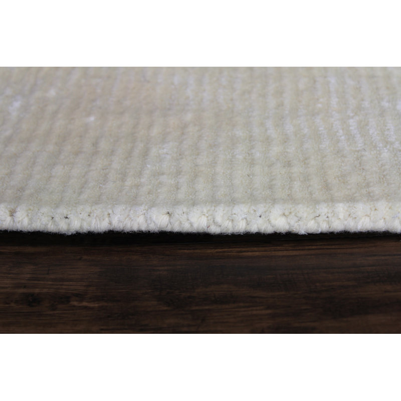Tapis décoratif Ivoire en laine/soie Touffeté à la main Brigg, Rectangle 9 pi x 13 pi