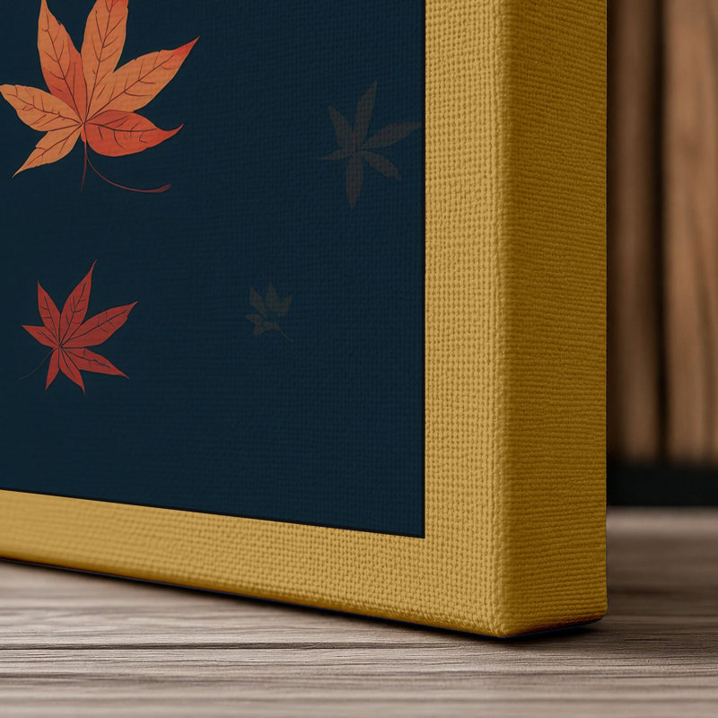 Falling Autumn Leaves Botanical - Wrapped Canvas, 24x16 - 61.0 x 40.6 cm, Ochre Border