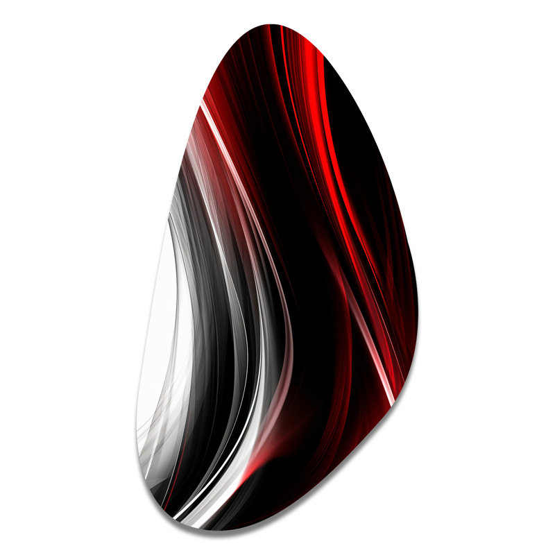 Srouli rouge noir infini ondulations II - art mural unique en forme de vagues, impression d'art asymétrique moderne