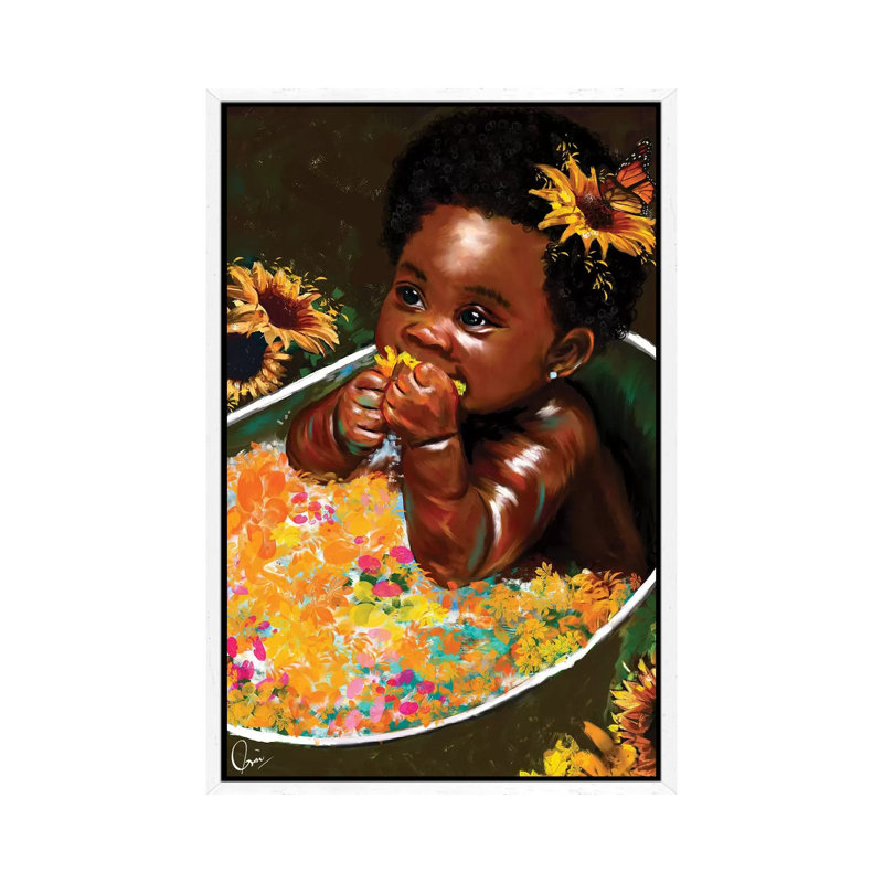 Brown Skin Girl "Hope" by Crixtover Edwin - Print on Canvas, White Framed, 101.6 cm H x 66.04 cm W