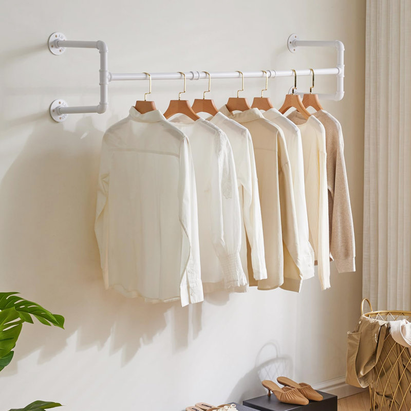 Amyah 322.58cm Wall Mounted Clothes Rack, White