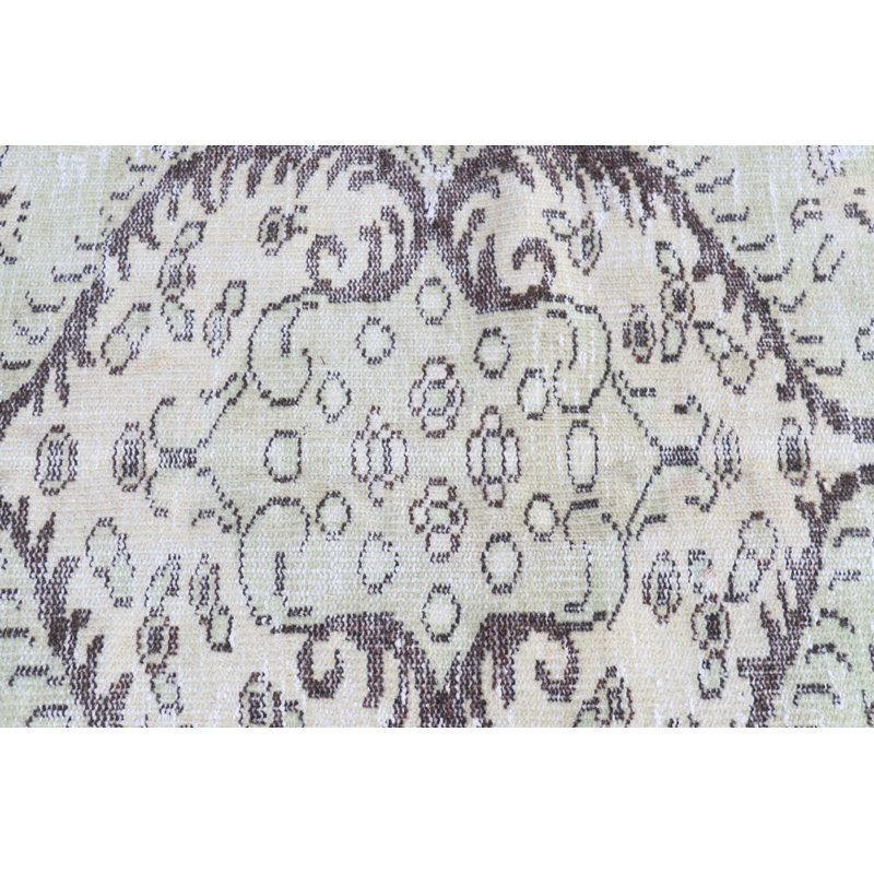 Grand grand tapis turc Oushak rétro avec motif botanique vert unique pour la décoration du salon