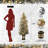 Christmas Tree-Fat Tree Body Contains 4.5Fth Potted Tree 200 Lights, 8-Mode, Frost Blossom Cedar, 4 Red Fruits, Nine-Headed Bird Light Box Base