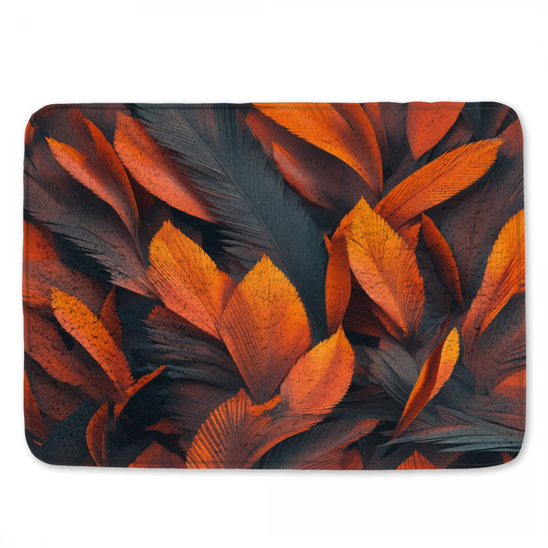 Tapis de bain Vibrant Orange Leaves, L 34 po x L 21 po
