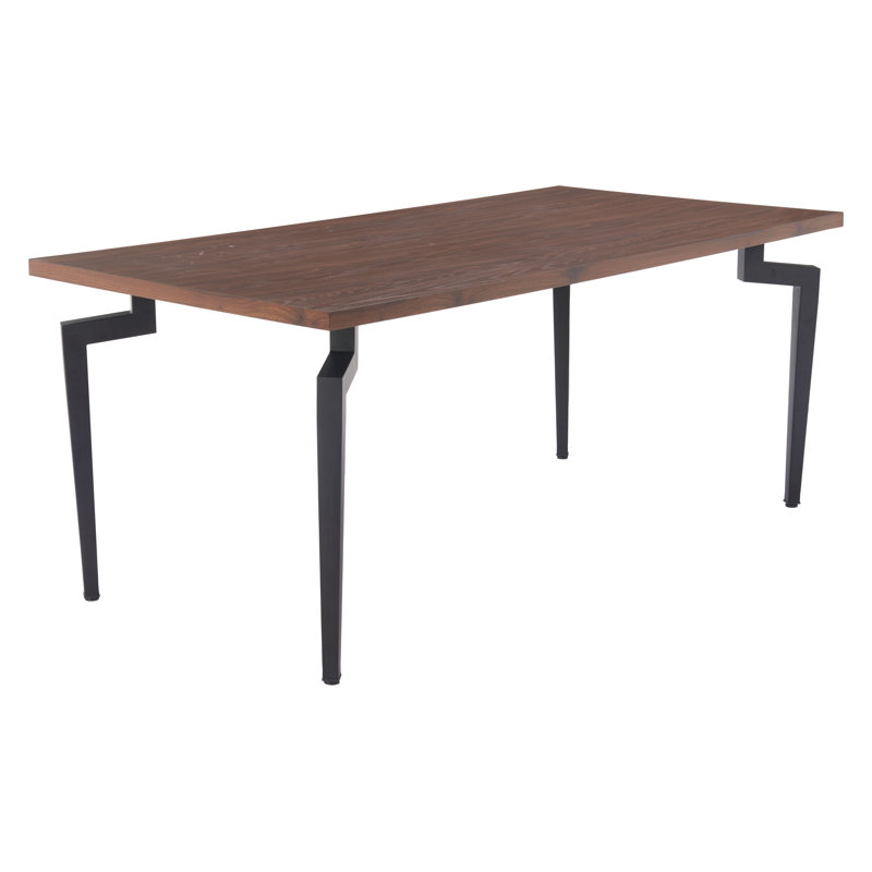 Kani Walnut and Black Steel Rectangular Dining Table