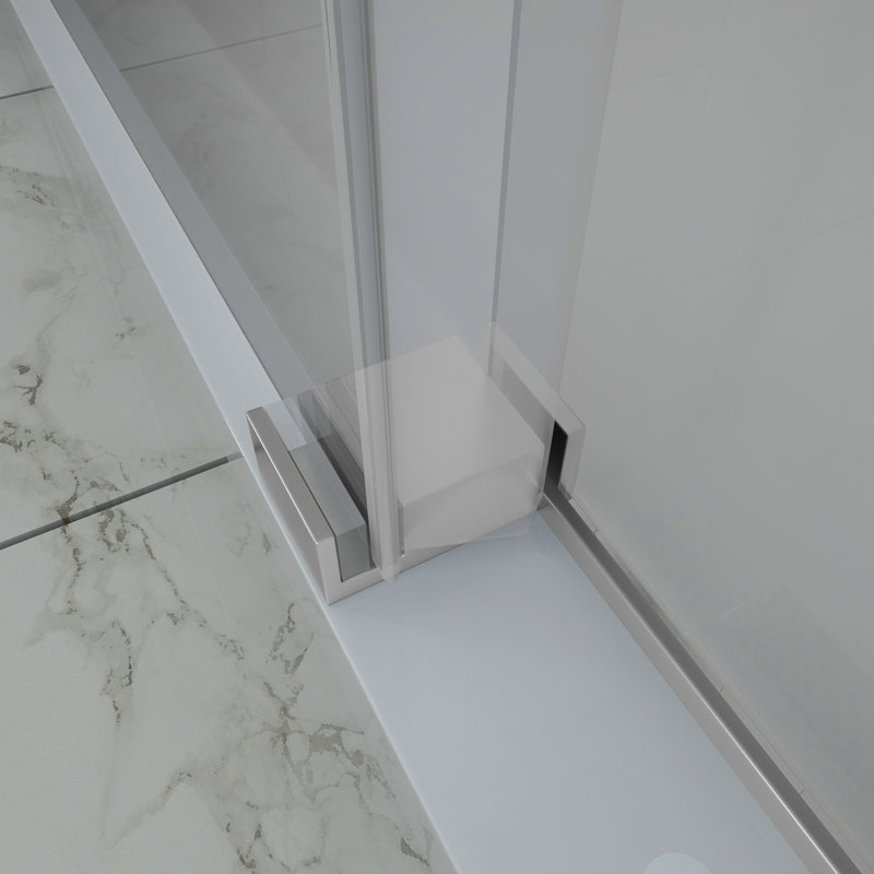 Paroi de douche coulissante simple l 48 po x H 76 po, porte de douche 5/16 po (8 mm), chrome, Chrome chrome