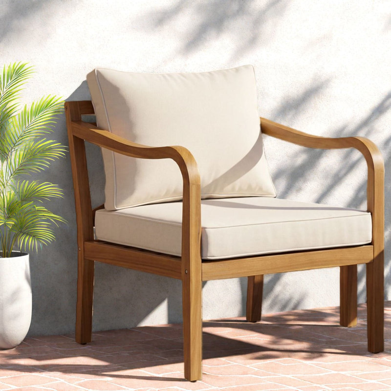 Chaises longues confort pour patio, dossier croisé moderne en bois d'acacia