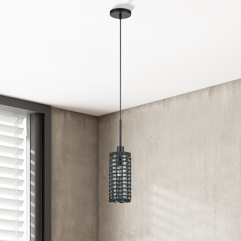 Mini-luminaire suspendu noir 1 lumière Cassiday, Noir mat, Noir