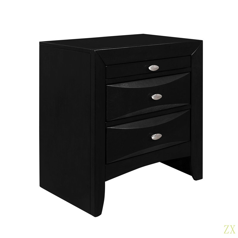 Table de chevet LUCILLE pour chambre à coucher, salon, placard, Noir