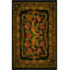 Tapis décoratif noir à motif de roses à motif traditionnel noir-1338203847