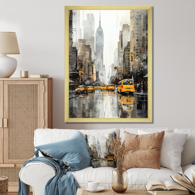 Reproduction d'art sur toile, Lynnelle, gris, minimalisme jaune, Rhythms of City II
