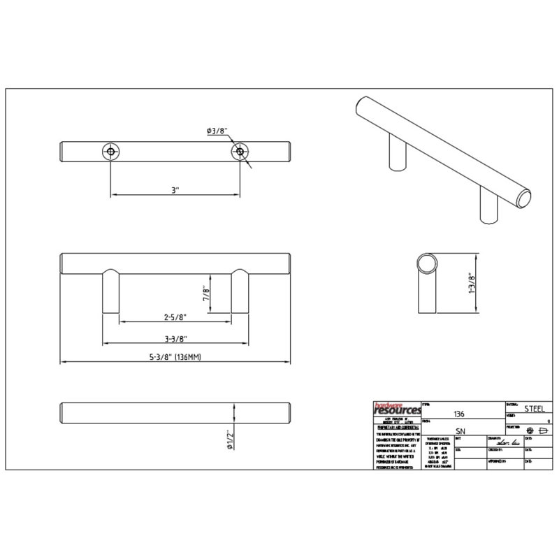 Naples 3" Center to Center Bar Pull, Satin Bronze