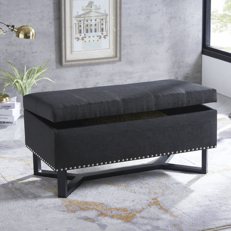 Banc de rangement à couvercle rabattable Arist, Noir