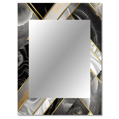 Marble Granite Agate With Touches Of Gold XVIII - Geometric Wall Mirror, Modern Decorative Mirror, Printed Metal Art