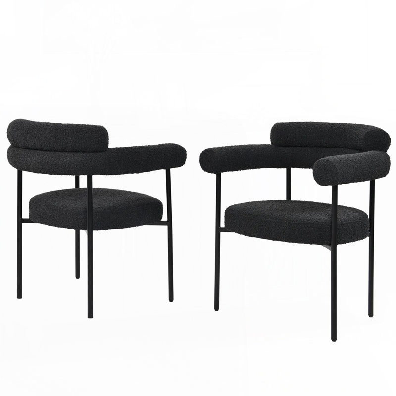 Dining Chair with Armrest, Black, Black