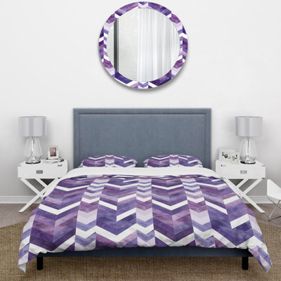 Ensemble de housse de couette violet Midcentury Chevron II - Midcentury