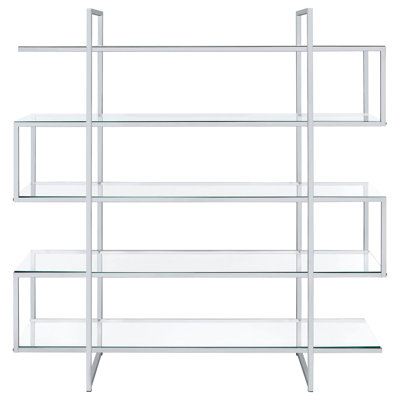 Refined Jody 63-Inch 5-Shelf Bookshelf Clear And Chrome