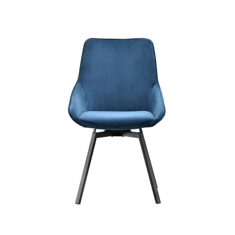 Abadie 48cm H Velvet Upholstered Side Chair, Blue