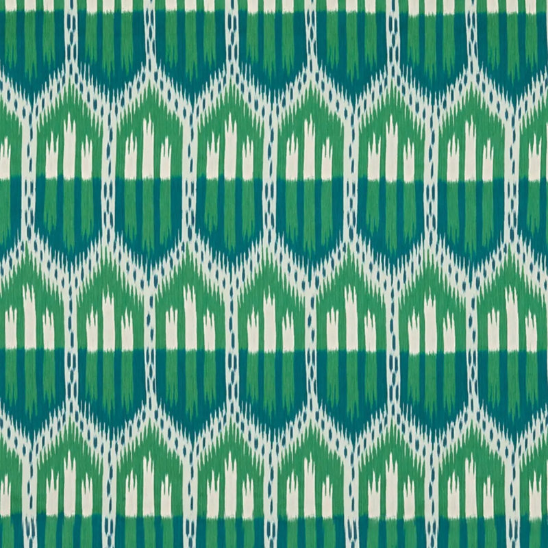 Bukhara Ikat Fabric, Emerald/Peacock