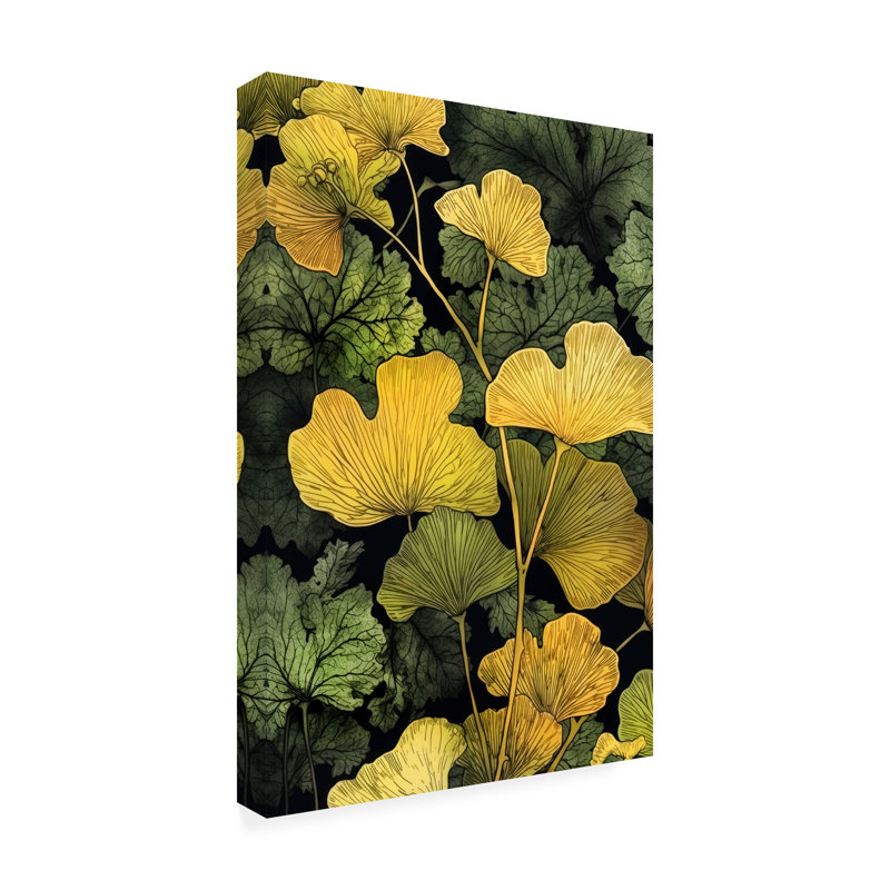Art sur toile 15, bolognaise, feuilles de ginko Biloba, H 22 po x l 32 po