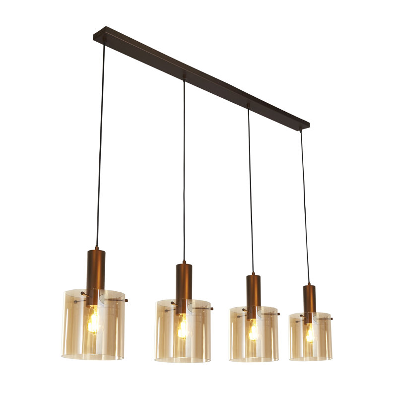 Montravious 4 - Light Cylinder Chandelier, Amber, Powder Coated Satin