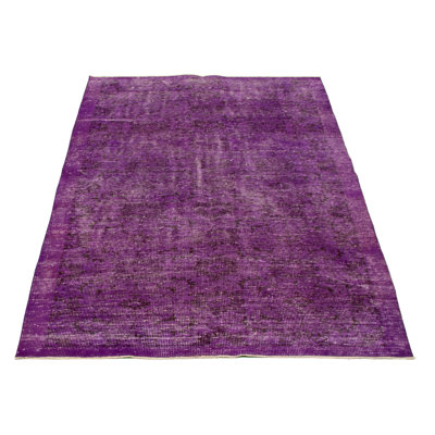 Tapis décoratif mauve en laine noué à la main de conception unique 5 pi 10 po x 8 pi 11 po Dequentin