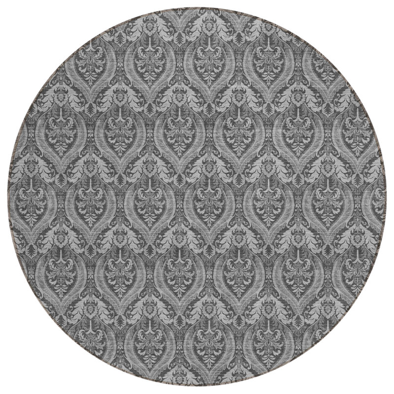 Tapis d'intérieur rond 8 po gris