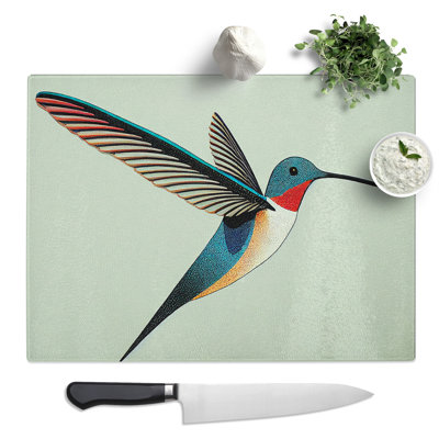 Positive Hummingbird Abstract  Glass Chopping Board