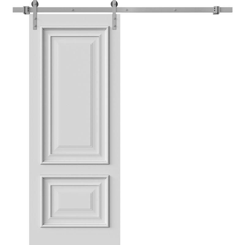 Porte de grange | Émail blanc IMPERial 1822 | Ensemble de quincaillerie lourde Silver Rail Track | Portes intérieures solides