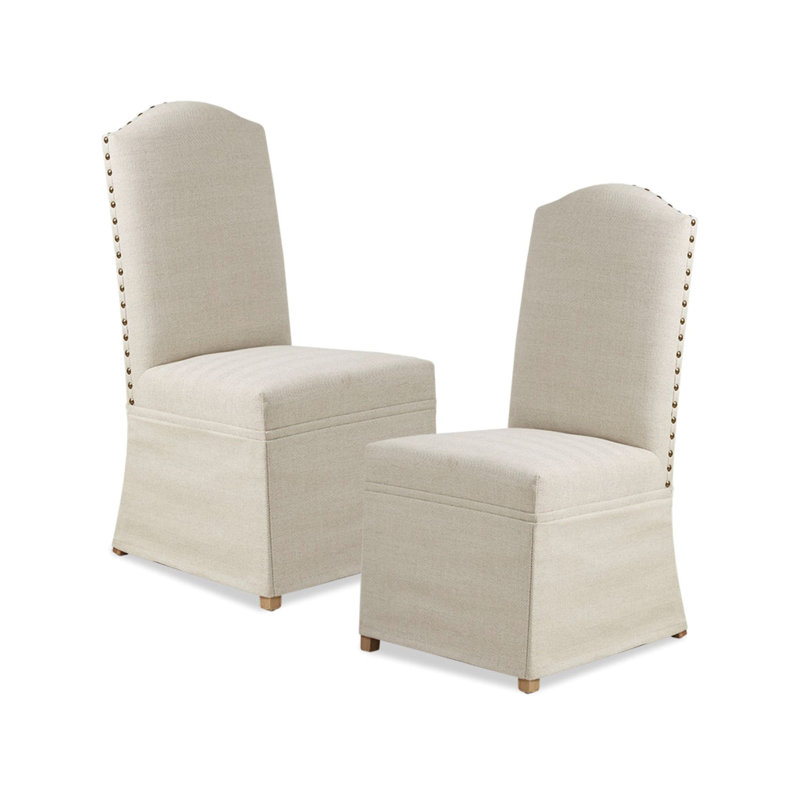Anjila High-Back Dining Chair with Skirt and Nailhead Trim