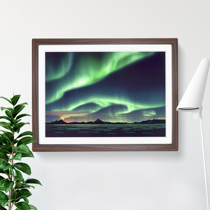 Captivating Northern Lights - Framed Print, Walnut, 25cm H x 34cm W x 2cm D