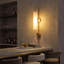 Applique murale moderne grand format en verre cannelé pour usage commercial intérieur, à brancher ou à câble, 106 cm (41,73 po), 60 W max., culot E26, or et blanc opale-2091478392