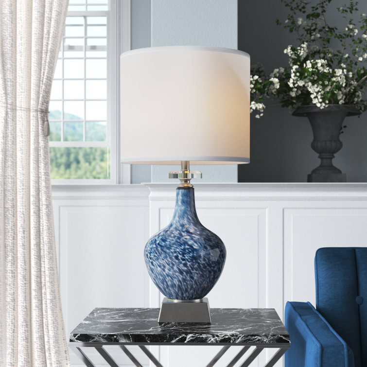 Asuncion 32" Marbled Blue Table Lamp