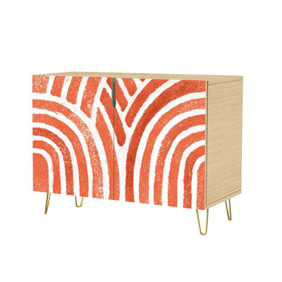 Buffet Buffet avec rangement Moderne style Mid-Century abstrait aux formes monochromes sans couture avec 2 portes pour le salon et la cuisine