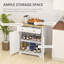 HOMCOM Sideboard With Solid Wood Countertop, Modern Kitchen Storage Cabinet, Coffee Bar Cabinet With 2 Drawers, Doors And Adjustable Shelf, Distressed White