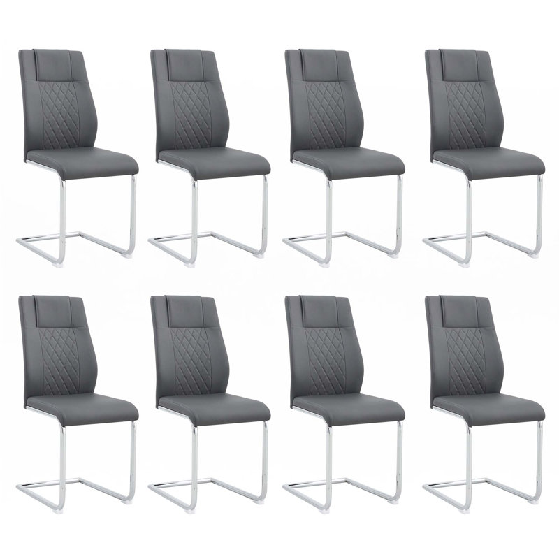 Chaises de salle à manger en similicuir, chaises d'appoint (ensemble de 8), Gris, Argent argent, 8